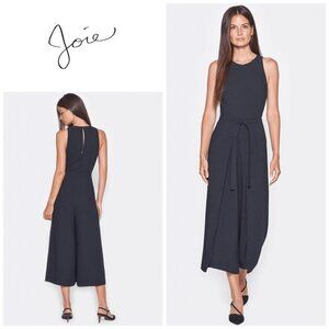 Joie Wide leg Cropped Jumpsuit With Tie Front in Black / Size 6